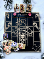 Доска для расклада Таро "Ворон" под 17 карт, украшение алтаря, подставка для ведьмы, с держателем для чайных свечей