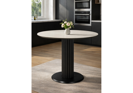 Керамический стол Woodville Кэмерон 90 carmen light grey, черный