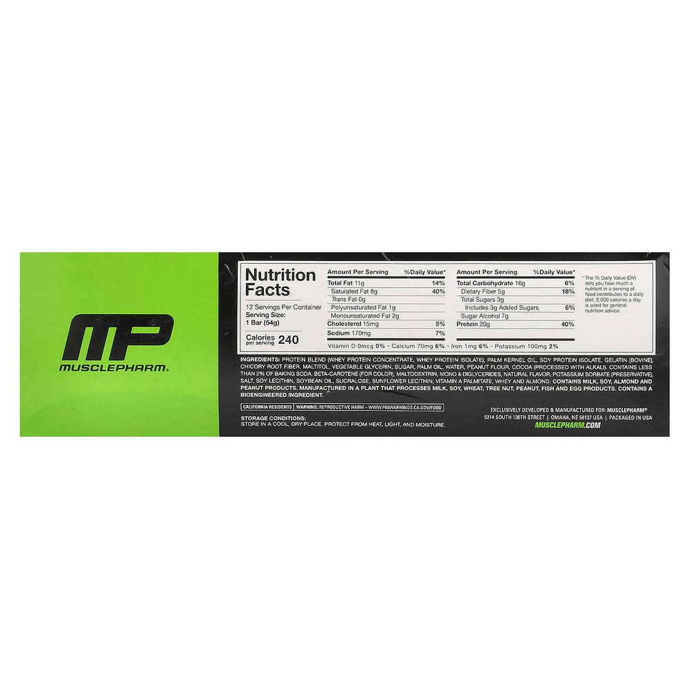 MusclePharm, Combat Sport Bar, шоколадный батончик с арахисовым маслом, 12 батончиков, 54 г (1,90 унции)