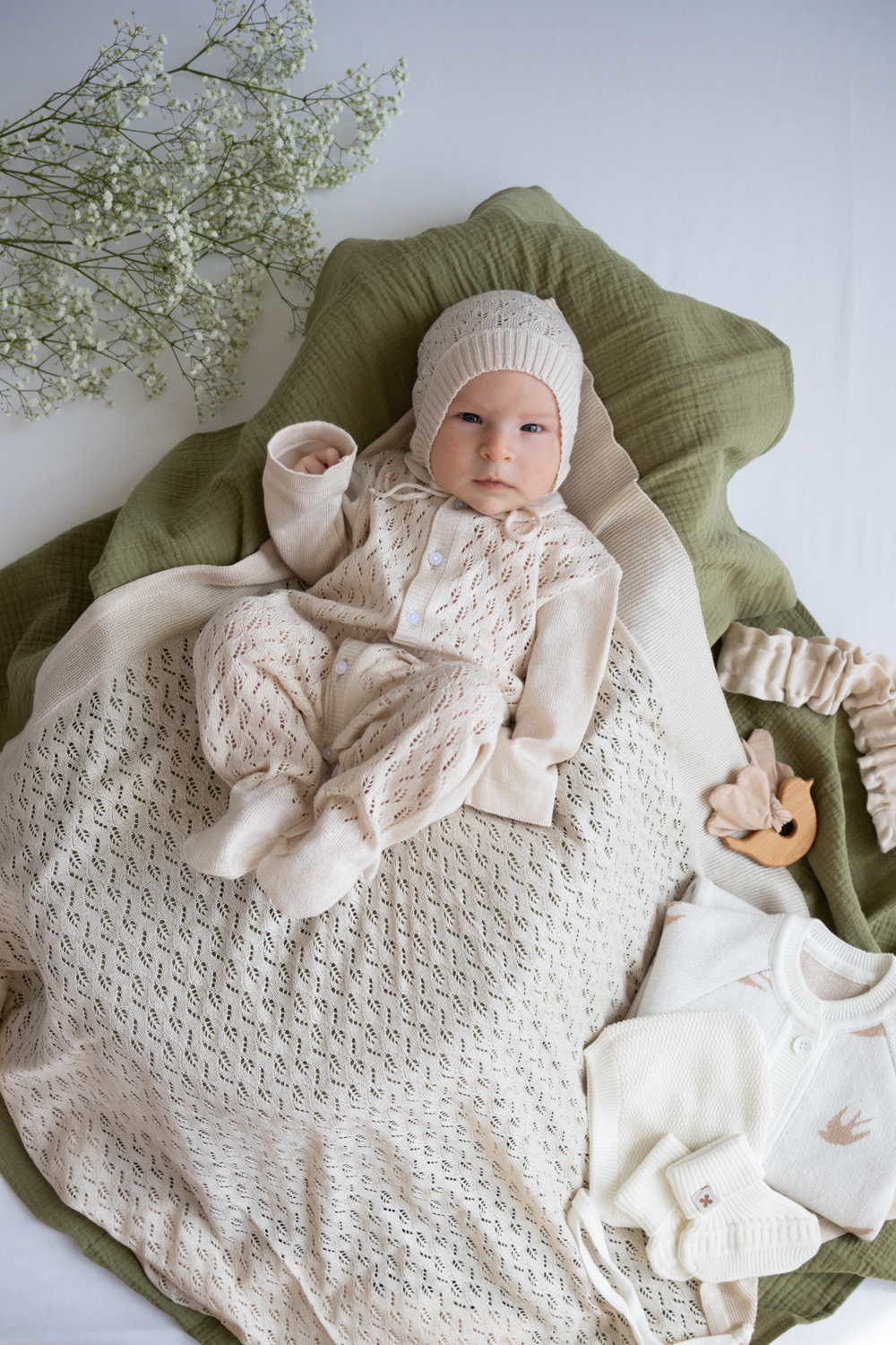 Комплект на выписку "Сакура" со слипом, Бежевый