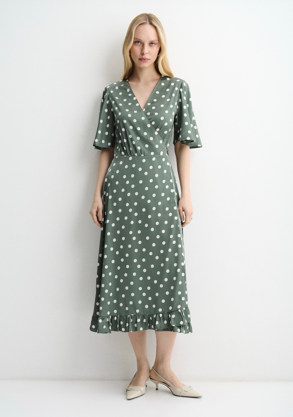 Платье Тюлип хаки в горох