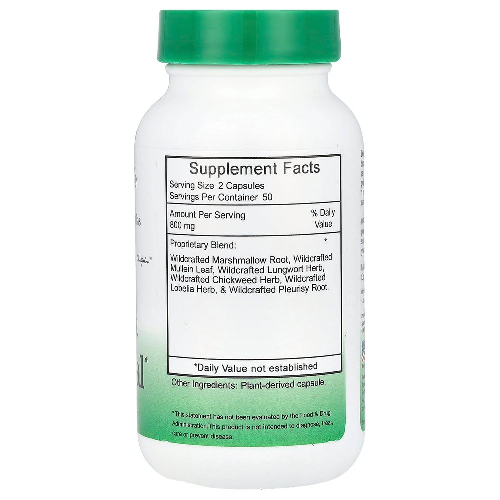 Christopher's Original Formulas, Легкие и бронхиальные, 100 вегетарианских капсул