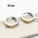 Ювелирные швензы Конго с родиевым покрытием и позолотой, размер 13 мм, цена за пару