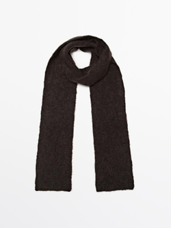 Massimo Dutti Шарф из тонкой смесовой шерсти, коричневый