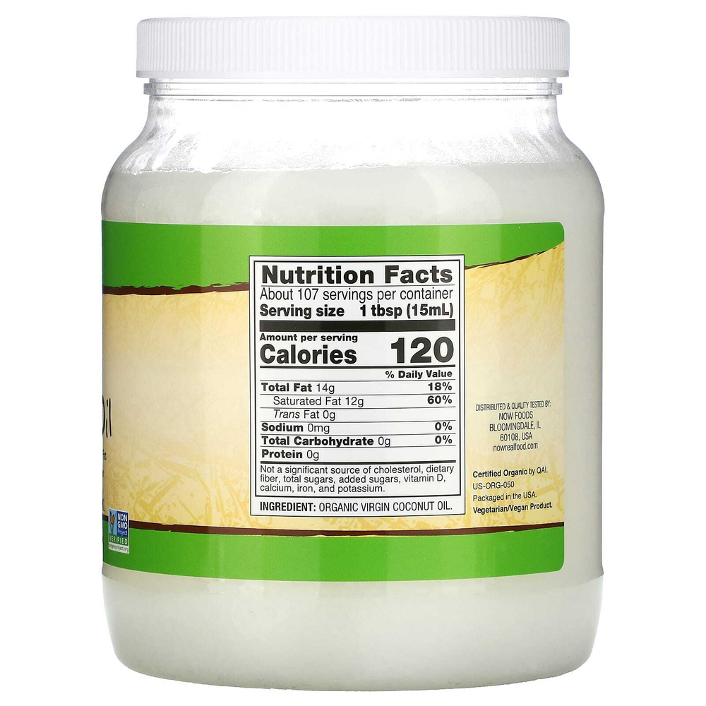 NOW Foods, Real Food, органическое натуральное кокосовое масло, 1,6 л (54 жидких унции)