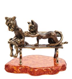 Народные промыслы AM-3059 Фигурка «Коты Студенты» (латунь, янтарь)