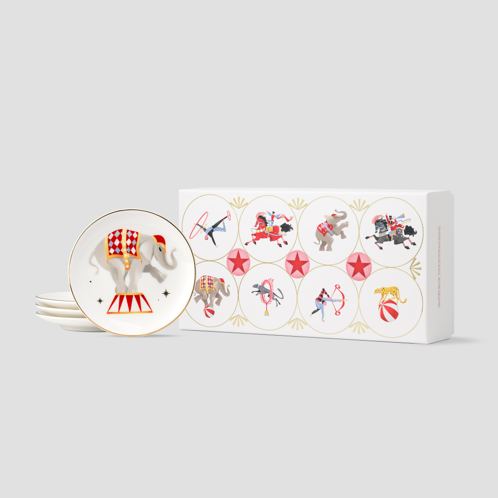 Набор из 4 блюд для закусок Farforite «Цирковое представление» в подарочной коробке