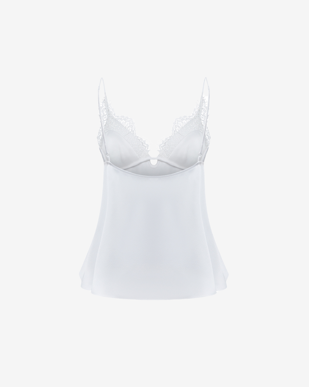 Топ на бретелях из сатина и кружева с вырезом