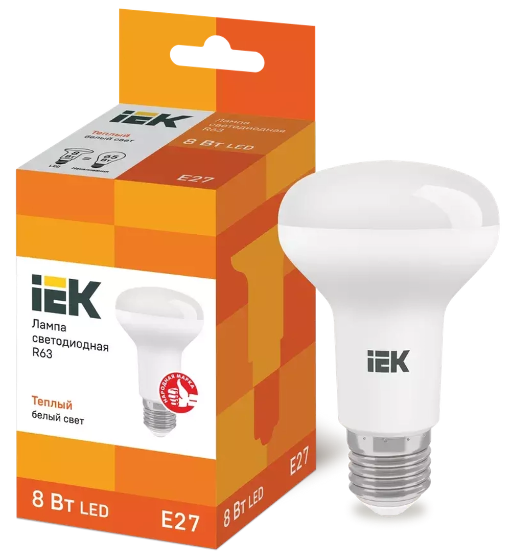 Лампа светодиодная ECO R63 рефлектор 8Вт 230В 3000К E27 IEK