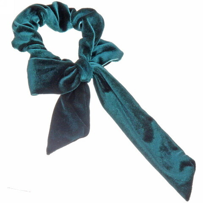 Резинка для волос 1шт «Кокетка - Velvet», с лентами, микс 6 цветов, длина ленты 14см, d-9см