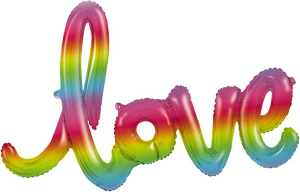 Фольгированный шар надпись "Love" радужный градиент 122 см