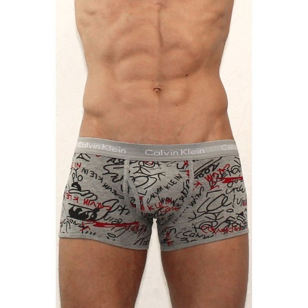 Мужские трусы боксеры серые Calvin Klein 365 print  Grey Signature