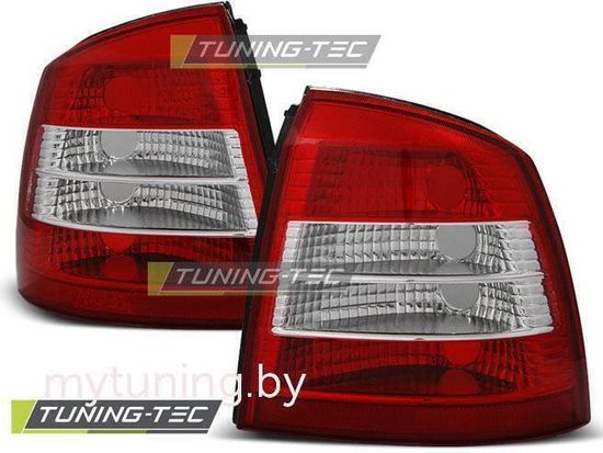 Задние фонари Opel Astra G red white