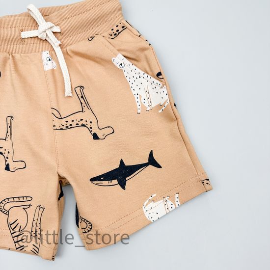 Шорты из футера "Мир животных" итальянский песок