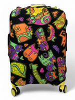 Чехол на чемодан 24", цвет чёрный/разноцветный, Коты