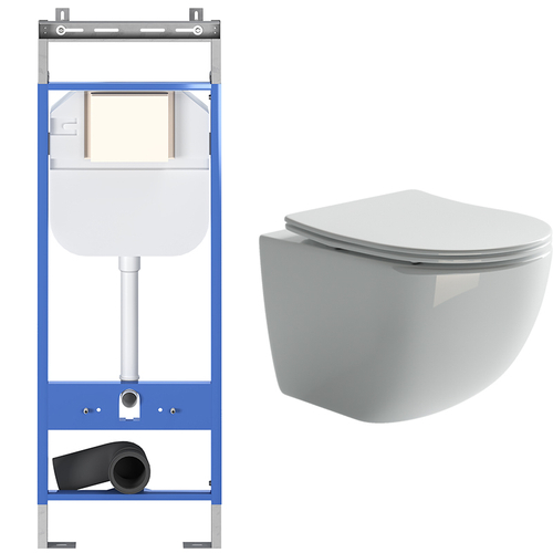 Комплект подвесной безободковый унитаз Ceramica Nova Forma Rimless CN3009 с крышкой-сиденьем + инсталляция Creto Standart 1.1 INST-CR-1.1