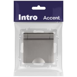 Розетка Intro Accent 6-203-09 с заземлением 2P+E Schuko с крышкой 16А-250В IP20 СУ AL/CU титан