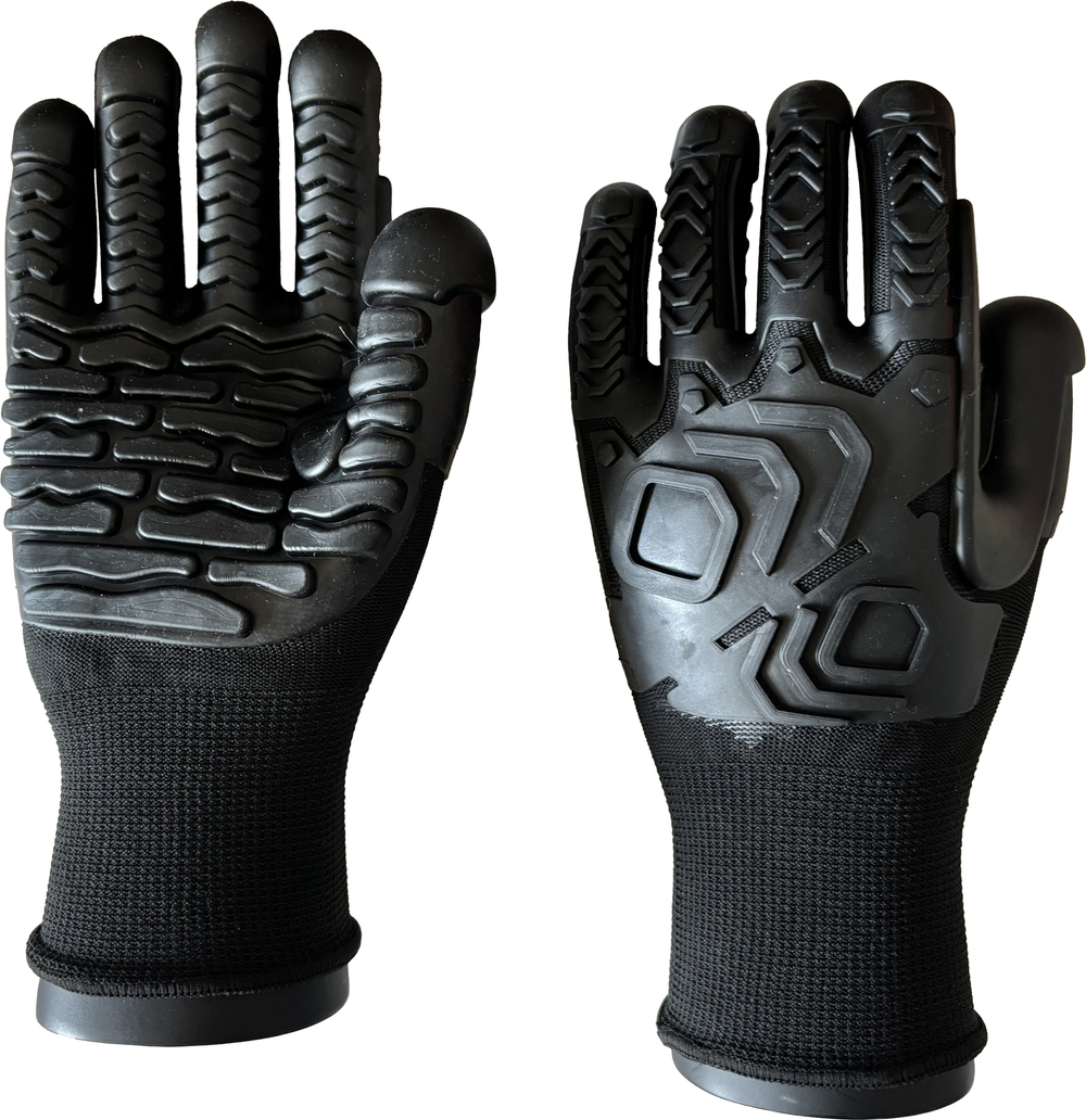 Перчатки 10G полиэстер +Спандекс, черный TPE, антивибрация и защита от ударов