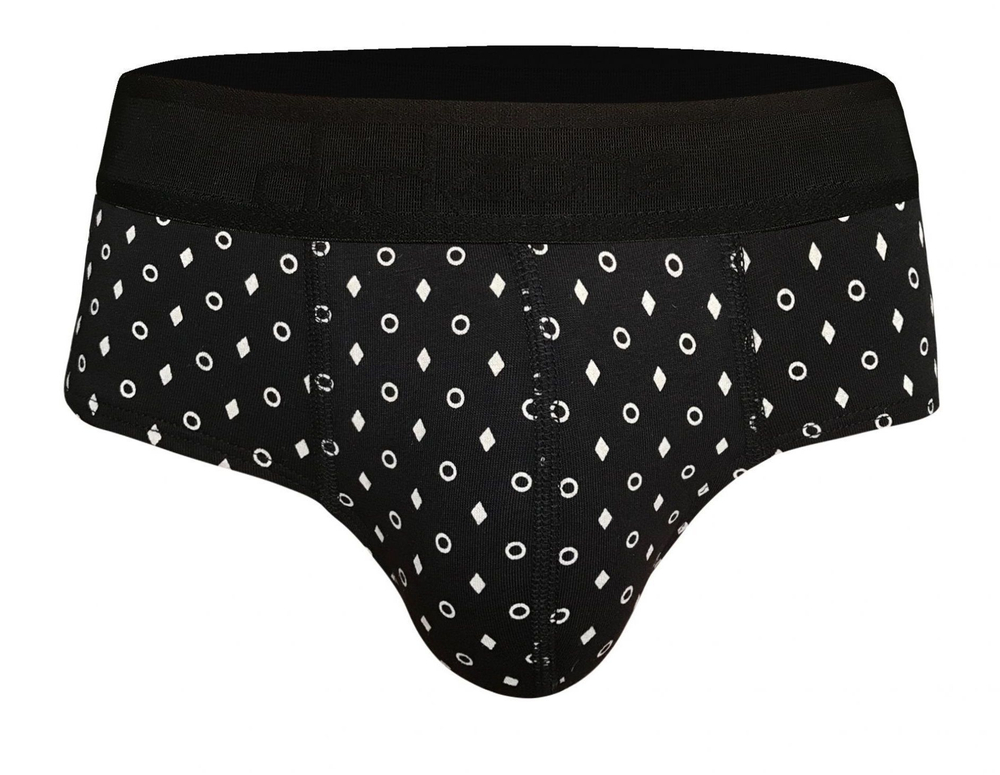 Черные хлопковые брифы с принтом и брендированной резинкой (Размер: M) (Цвет: черный)