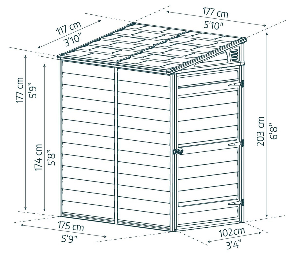 Сарай из поликарбоната Palram SkyLight Pent 4x6 grey