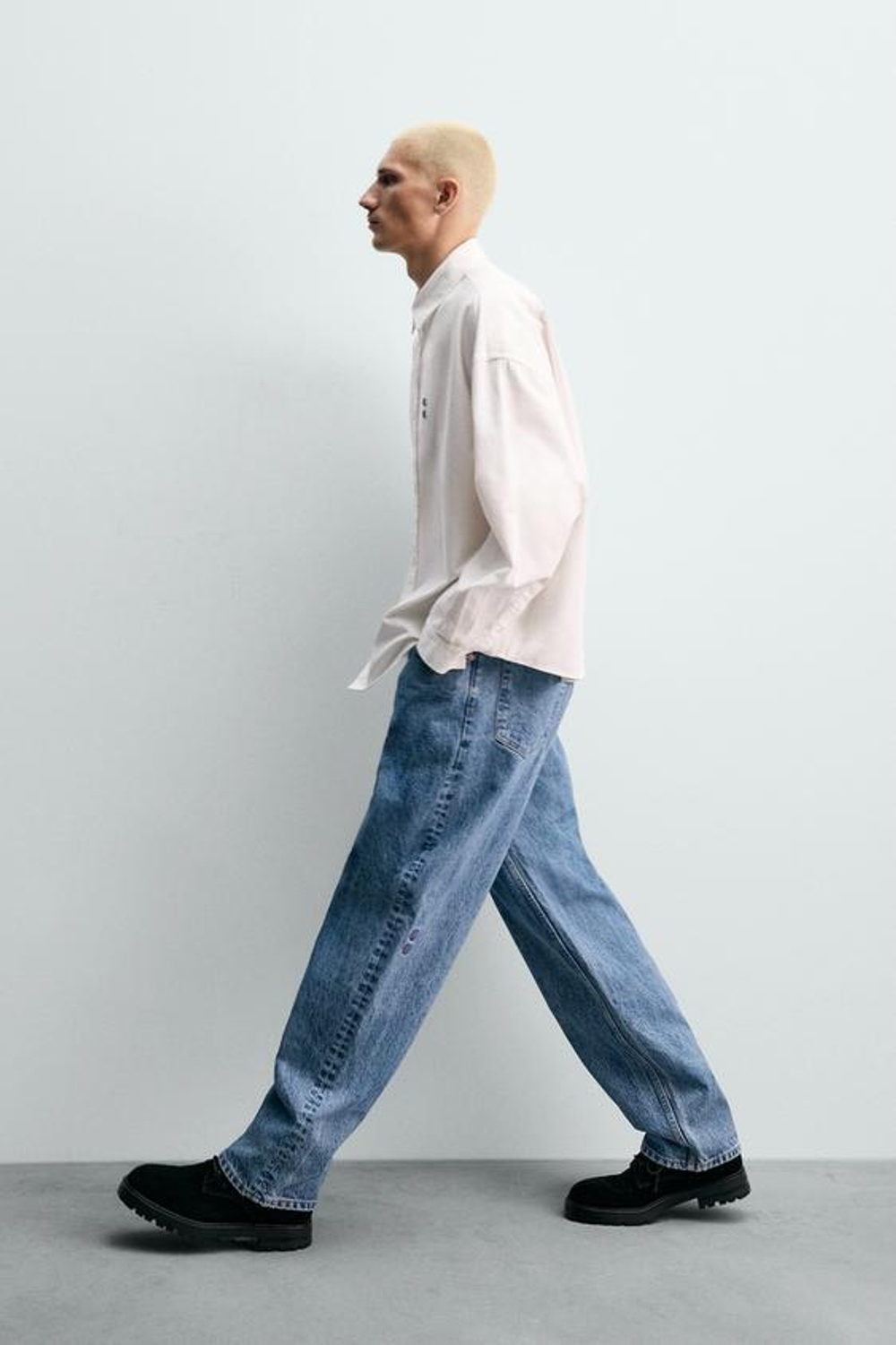 ZARA X CHAMPION ® ДЖИНСЫ СВОБОДНОГО КРОЯ, ВЫЦВЕТШИЙ СИНИЙ