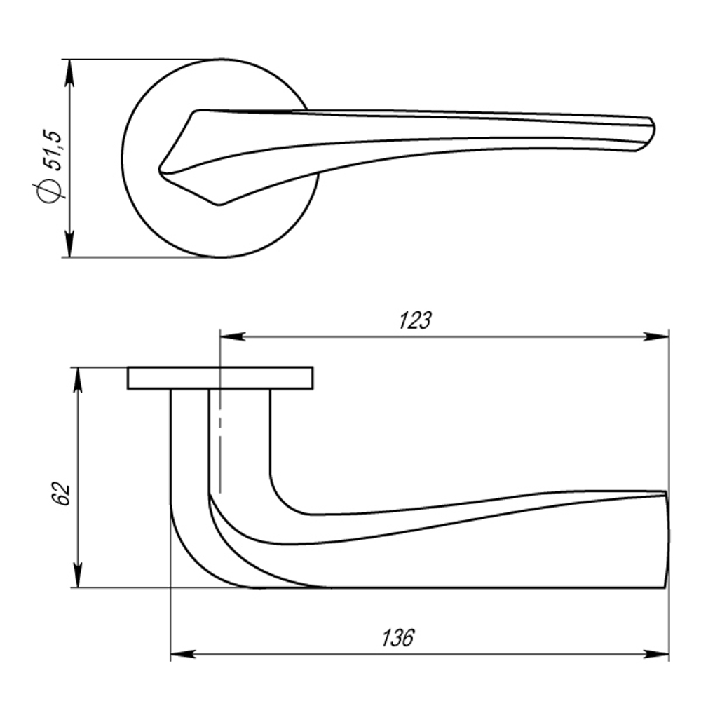 Ручка раздельная R.URS52.FLAME (FLAME URS) SN-3 матовый никель