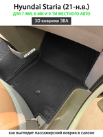 Передние автомобильные коврики ЭВА Hyundai Staria (21-н.в.) для 7-ми, 8-ми и 9-ти местного авто