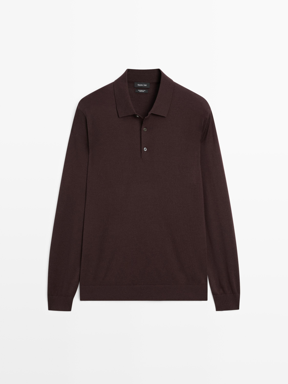 Massimo Dutti Трикотажное свитер поло из 100% мериносовой шерсти, гранатовый