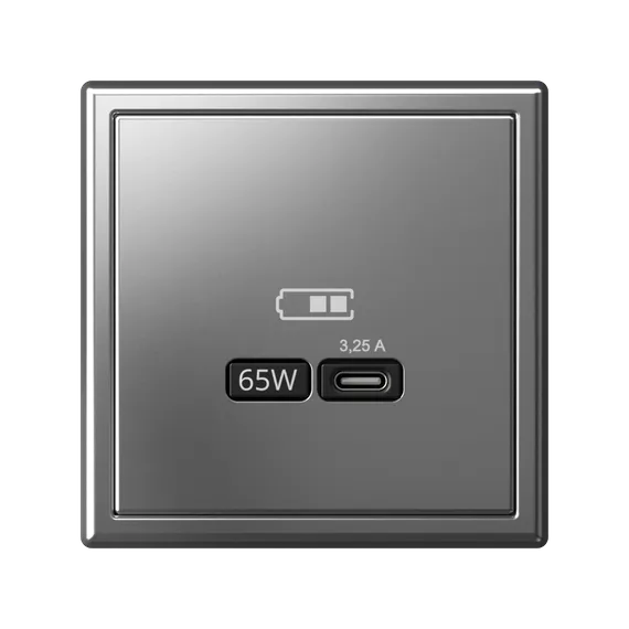 Розетка USB ArtGallery тип C 65Вт QC PD высокоскор. ЗУ механизм сталь SE GAL000927