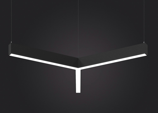 Подвесной LED светильник трехлучевой LP85-TRIOLA-1300 108Вт (сегмент 1328 мм) 4000K 9936Лм черный 2350х2035х80мм DARKLUM