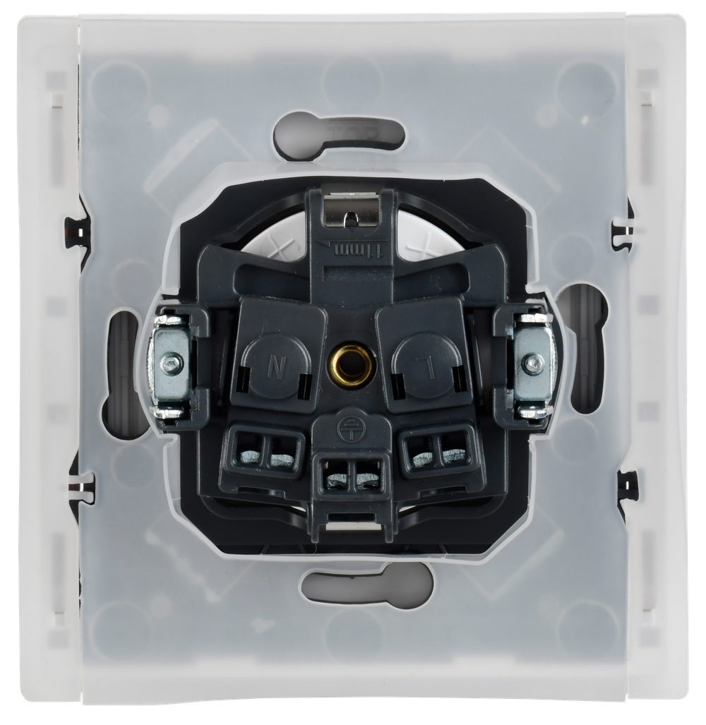 FORTE&PIANO Розетка 1-местная с заземлением с защитными шторками и крышкой винтовое крепление 16А IP44 FP221 белый IEK