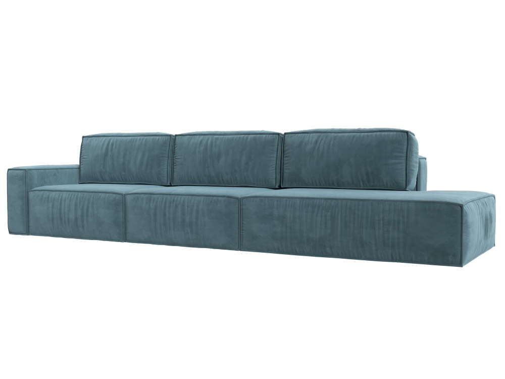 Диван прямой Прага Модерн Лонг подлокотник слева, Бирюзовый, Велюр, 121740L