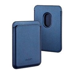 Кожаный чехол для пластиковых карт магнитный (MagSafe) / Картхолдер - кошелек для iPhone 12, 13 серии K-Doo Magsafe Leather Wallet (Синий)