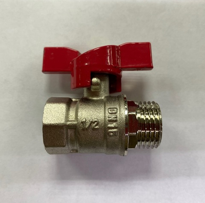 Кран никелированный, резьба 1/2 мама-папа (шаровый)