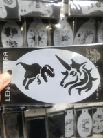 Трафарет для аквагрима "Единорог и Динозавр" 8*13