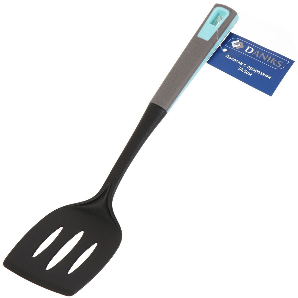 Лопатка нейлон, 34.5 см, с прорезями, навеска, Daniks, Грей, Y4-4957