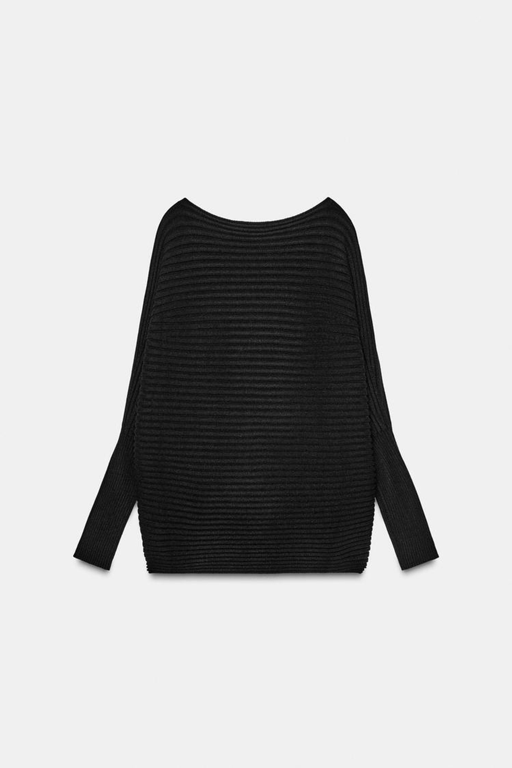 ZARA ОБЪЕМНЫЙ СВИТЕР РЕЛЬЕФНОЙ ВЯЗКИ, ЧЕРНЫЙ