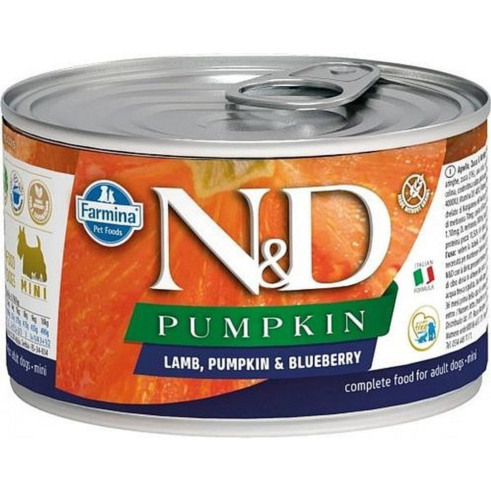 ND Dog Lamb, Pumpkin &amp; Blueberry MINI / Ягнёнок с тыквой и черникой для собак мелких пород 140г