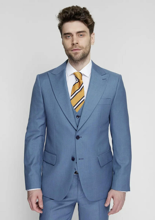 Мужской классический костюм тройка (голубой) Б3