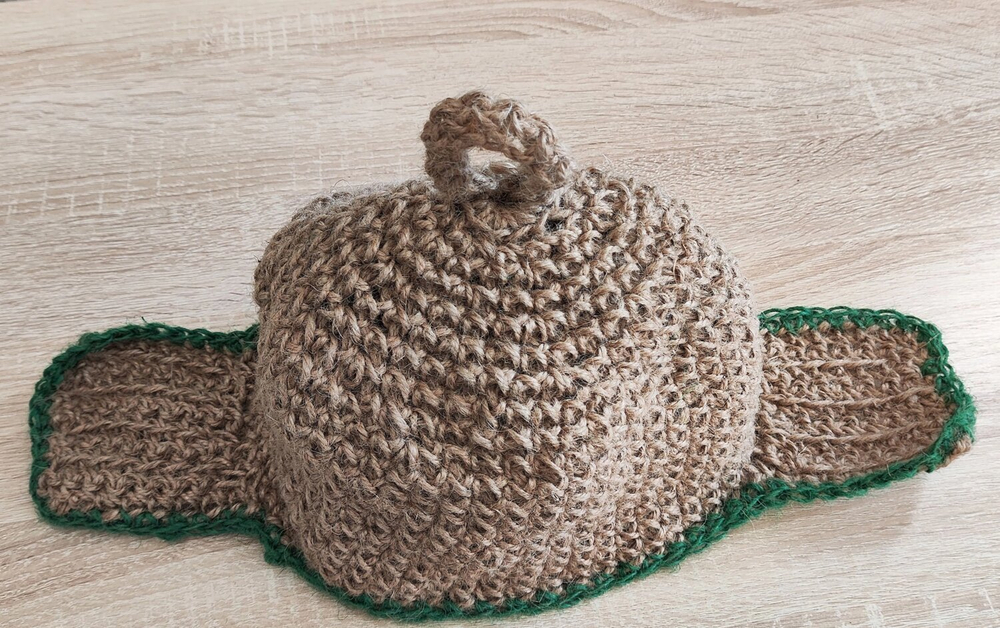 Шапка для бани джутовая с ушками