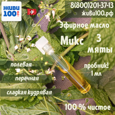 ПРОБНИК!! Эфирное масло Микс 3 мяты Just 1 мл