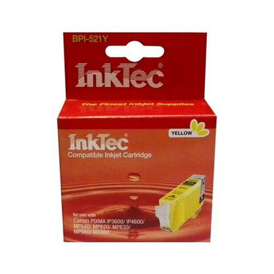 Картридж InkTec, аналог CANON CLI-521Y для PIXMA iP3600/4600/MP540/620/630/980 Yellow