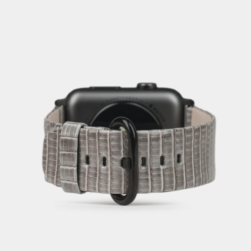 Ремешок для Apple Watch 44/45/46 mm из кожи ящерицы, серого цвета