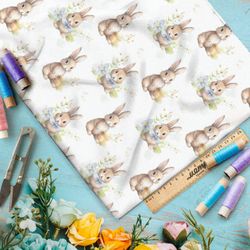 Ткань премиум габардин милые зайчики