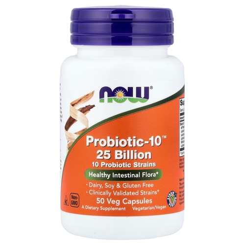 NOW Foods, Probiotic-10™, 25 млрд, 50 растительных капсул