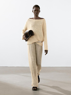 Massimo Dutti Свитер с вырезом «лодочка», ванильный