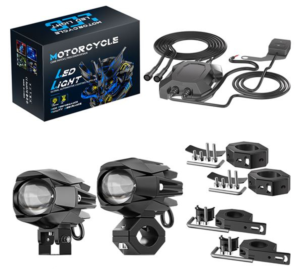 ПТФ LED мото 9V-30V 40W 4500Lm 3 Режима : Белый / Жёлтый / Белый + Жёлтый (кт) GQMT-R1