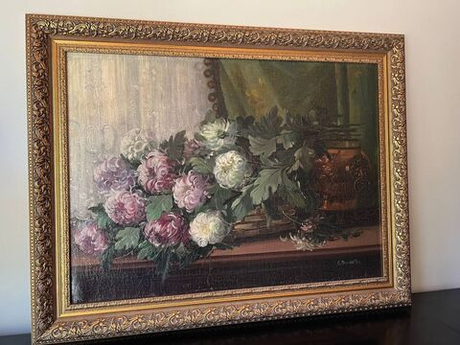 Винтаж: Антикварная картина «Натюрморт»