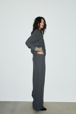 ZARA МЯГКАЯ ТОЛСТОВКА С ДЛИННЫМ РУКАВОМ, СЕРЫЙ МЕЛАНЖ