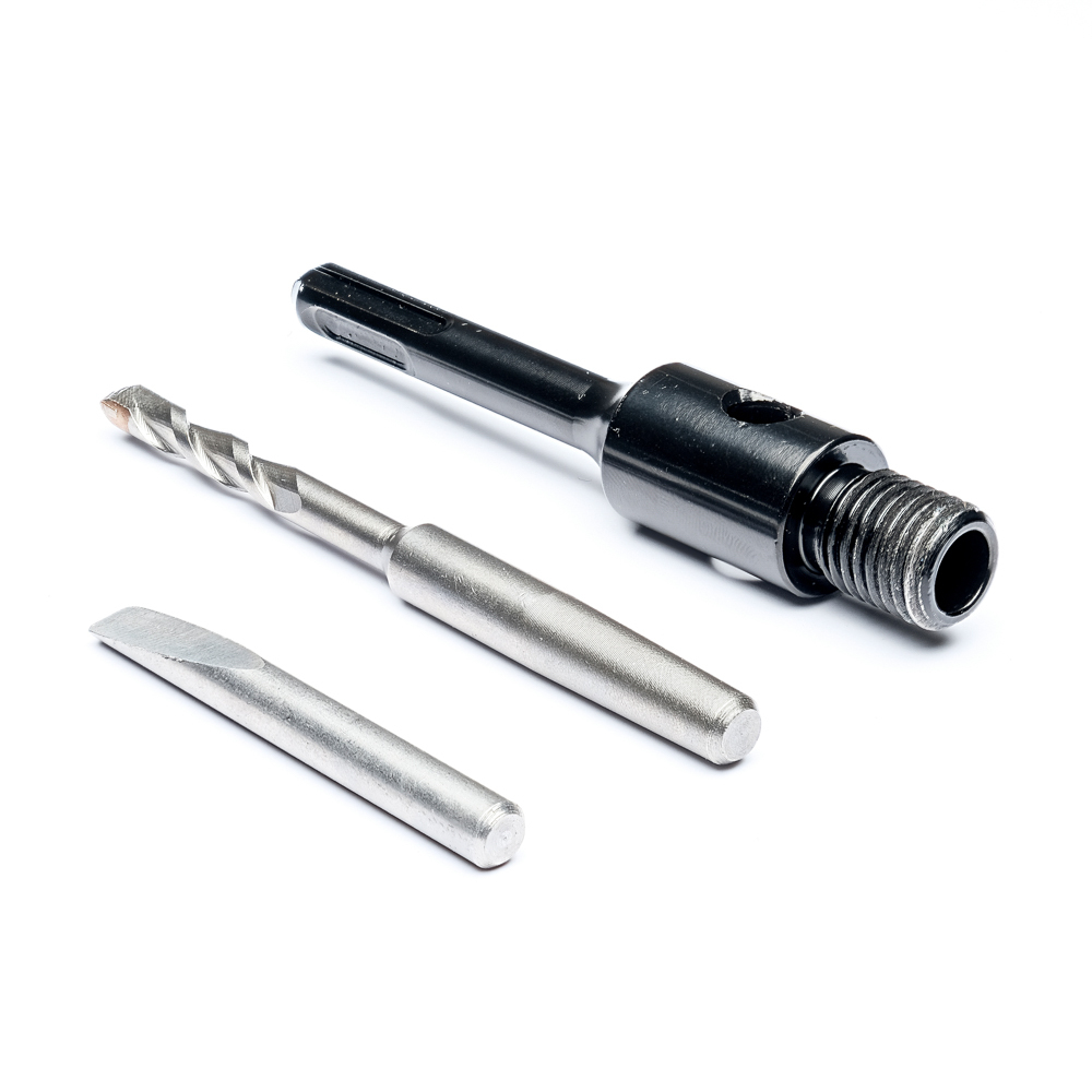 Адаптер (переходник, хвостовик) М16-SDS Plus для алмазных коронок по бетону и кирпичу в комплекте со сверлом 120 мм для дрели, перфоратора